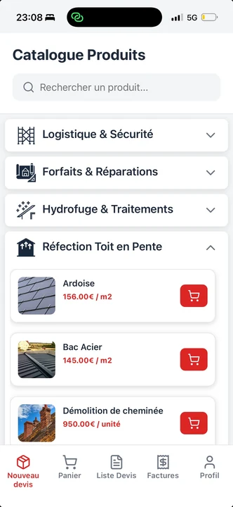 App CRM Deviseur — catalogue produits